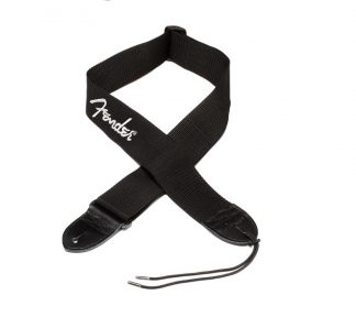 Fender® 2" Black Poly Strap w/ Grey Fender® Logo