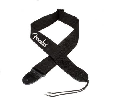 Fender® 2" Black Poly Strap w/ Grey Fender® Logo