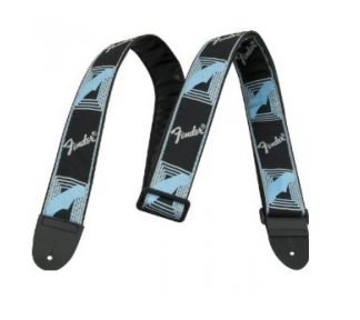 FENDER® 2” MONOGRAMMED STRAPS Black/Light Grey/Blue