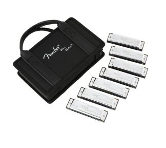 FENDER Blues Deluxe Harmonica, Pack of 7, with Case