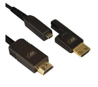 SCP HDMI Hybridkabel - 15 m LSZH Sort HDMI Fiber/Kobber 18Gbps HDCP2.2 Detach