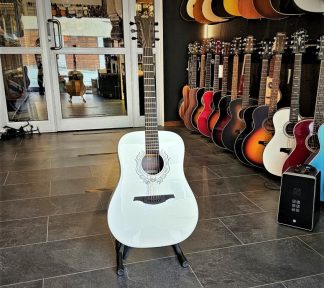Lâg Skullture dreadnought White with skull acoustic guitar LE18-SK3D LTD White