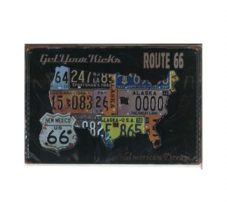 Mancave plates "Route 66 map"