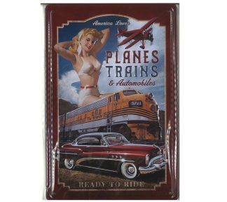 Mancave plates "Planes trains"