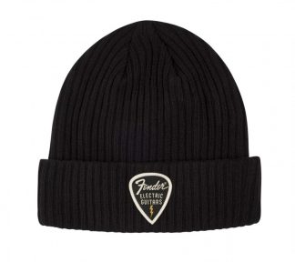 Fender® Pick Patch Ribbed Beanie, Black Lue