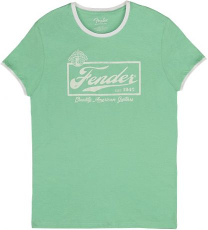 Fender® Beer Label Men's Ringer Tee, Sea Foam Green/White, XXL