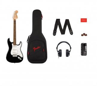 SQUIER Affinity Series™ Stratocaster® Mustang™ Micro Pack, Laurel Fingerboard, Black, Gig Bag